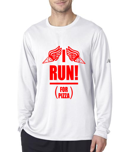 Running - I Run For Pizza - NB Mens White Long Sleeve Shirt